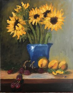 2022h04 sunflowers and apricots | art by karlene